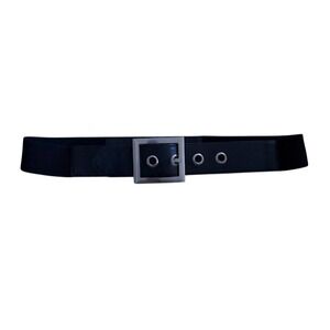 Unbranded Belt Womens Size 16 Black Wide Stretch Waist Silver Buckle